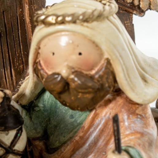 Misterio nacimiento belen blanco, beige y marron