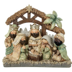 Misterio nacimiento belen blanco, beige y marron