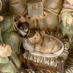 Misterio nacimiento belen blanco, beige y marron