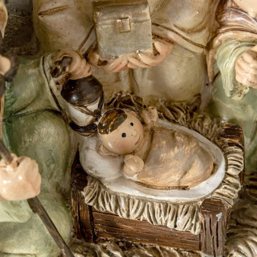 Misterio nacimiento belen blanco, beige y marron