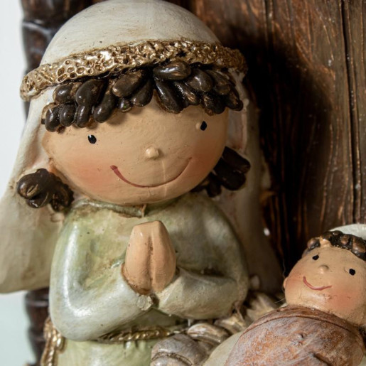 Misterio nacimiento belen blanco, beige y marron