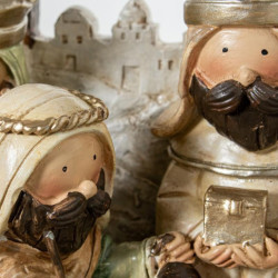 Misterio nacimiento belen blanco, beige y marron