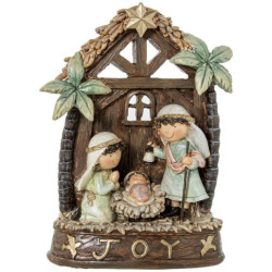 Misterio nacimiento belen blanco, beige y marron