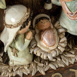 Misterio nacimiento belen blanco, beige y marron