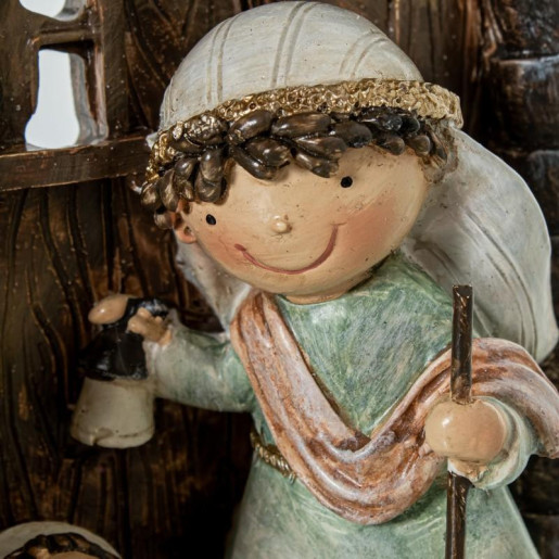 Misterio nacimiento belen blanco, beige y marron