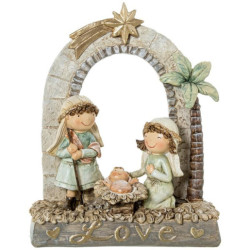 Misterio nacimiento belen blanco, beige y verde