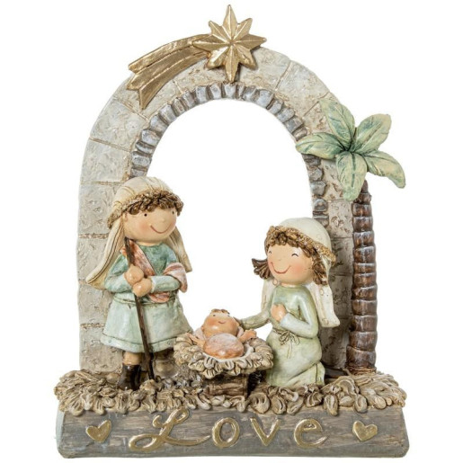 Misterio nacimiento belen blanco, beige y verde