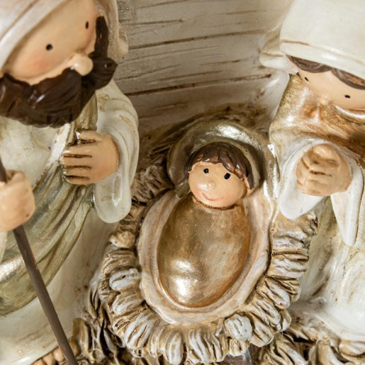 Misterio nacimiento belen blanco y beige