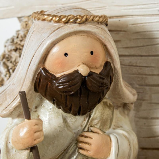 Misterio nacimiento belen blanco y beige