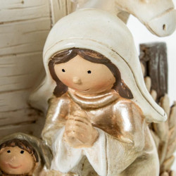Misterio nacimiento belen blanco y beige