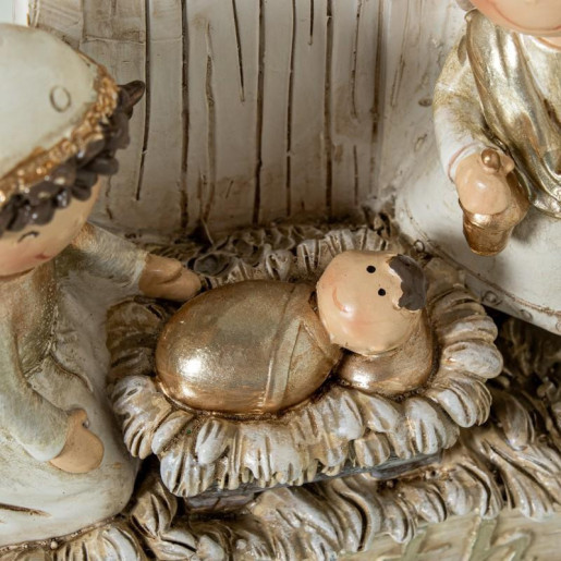 Misterio nacimiento belen blanco, beige y dorado