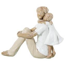 Figura hombre con niña blanco, beige y natural