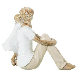 Figura hombre con niña blanco, beige y natural