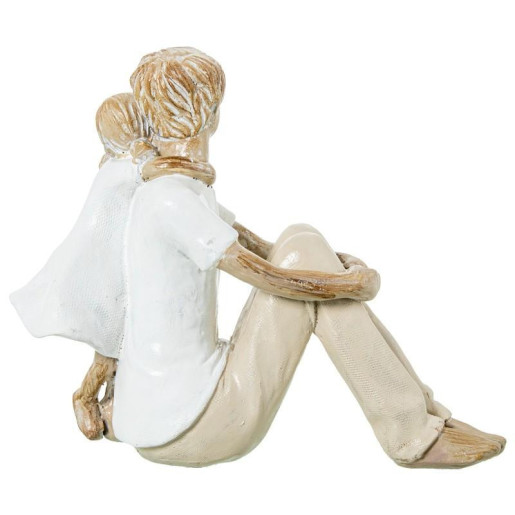 Figura hombre con niña blanco, beige y natural