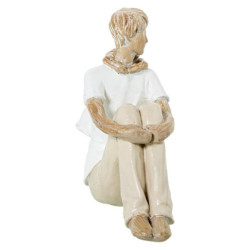 Figura hombre con niña blanco, beige y natural