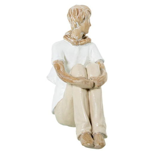 Figura hombre con niña blanco, beige y natural