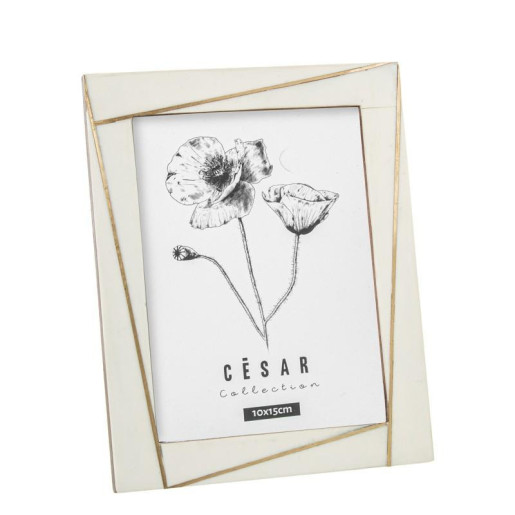 Portafotos blanco hueso y natural