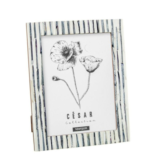 Portafotos blanco hueso y azul