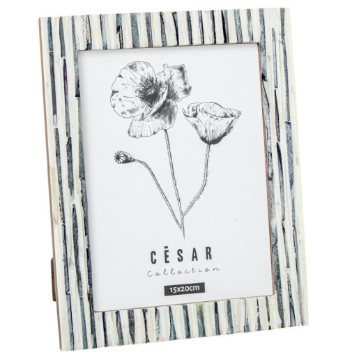 Portafotos blanco hueso y azul