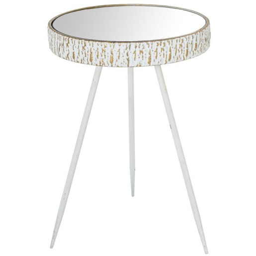 Set 2 mesas auxiliares dorado y blanco