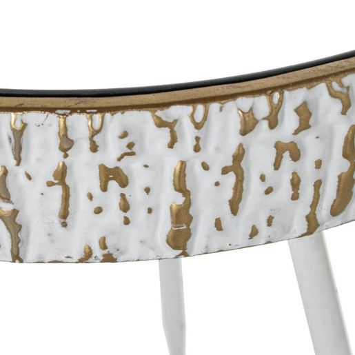 Set 2 mesas auxiliares dorado y blanco