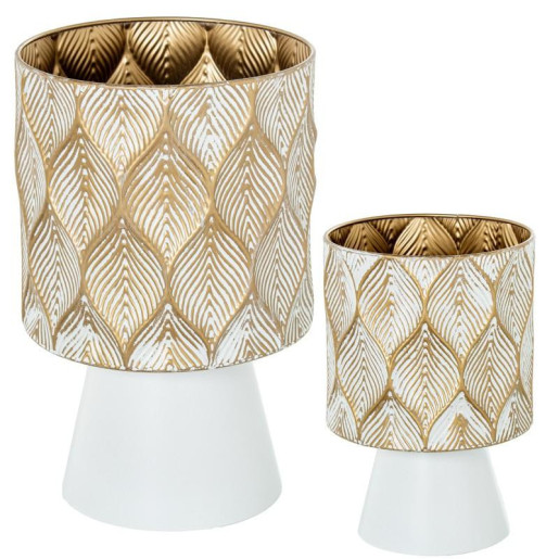 Set 2 maceteros dorado y blanco