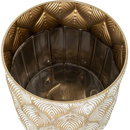 Set 2 maceteros dorado y blanco