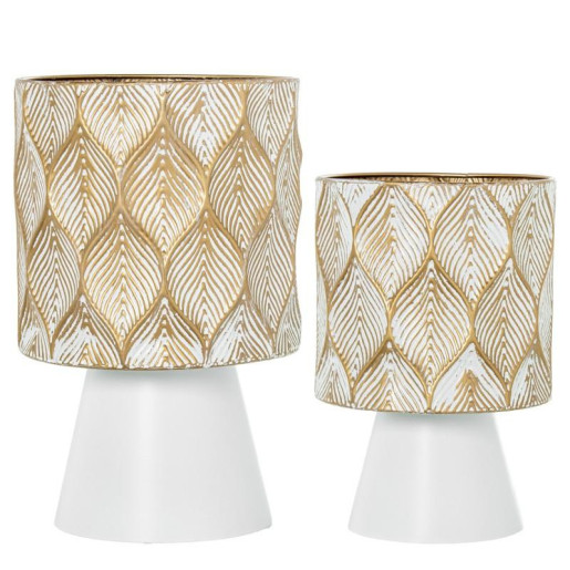 Set 2 maceteros dorado y blanco