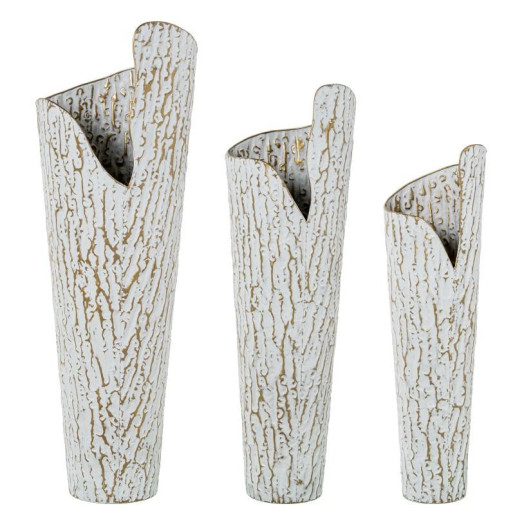 Set 3 jarrones dorado y blanco