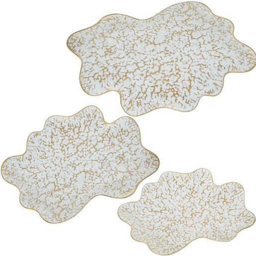 Set 3 bandejas dorado y blanco