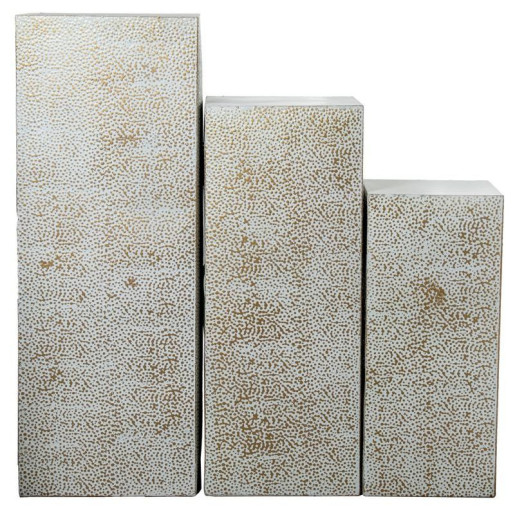 Set 3 pedestales dorasdo y blanco