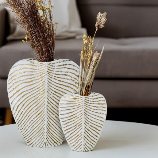 Jarron dorado y blanco