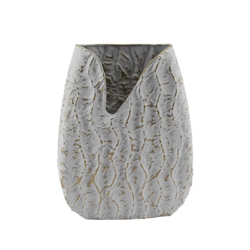 Jarron dorado y blanco