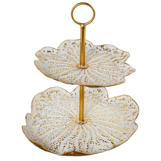 Frutero dorado y blanco