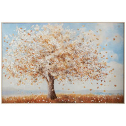 Cuadro lienzo marron, azul y blanco