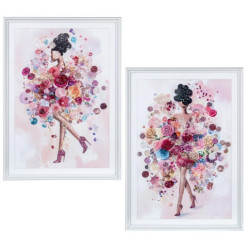 Set 2 cuadro lienzo rosa, rojo y azul