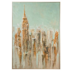 Cuadro lienzo azul, beige y amarillo