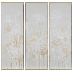 Cuadro triptico lienzo gris y blanco