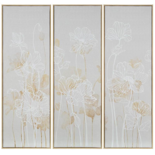 Cuadro triptico lienzo gris y blanco