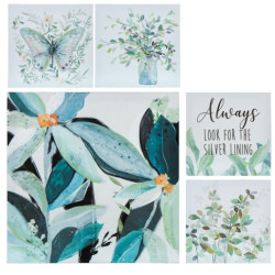 Set 5 cuadros lienzo azul y verde