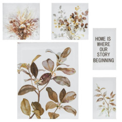 Set 5 cuadros lienzo marron y gris