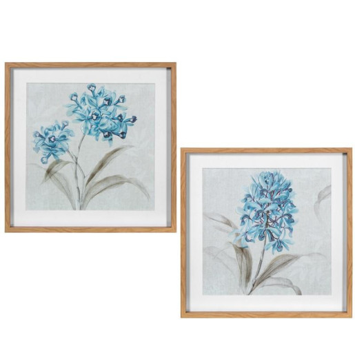 Set 2 cuadro lienzo azul y gris