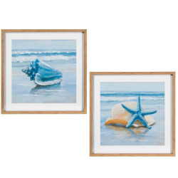 Set 2 cuadro lienzo azul y blanco