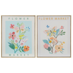 Set 2 cuadro lienzo azul, rosa y verde