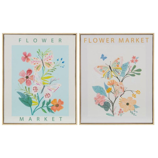 Set 2 cuadro lienzo azul, rosa y verde