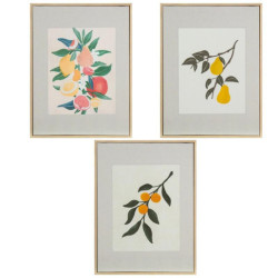 Set 3 cuadro lienzo verde, amarillo y rosa