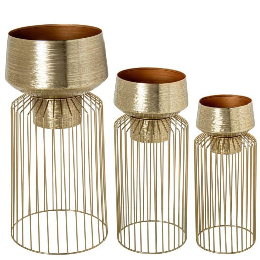 Set 3 maceteros dorado