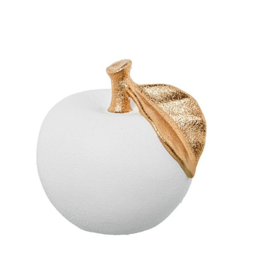 Figura manzana blanco arena y dorado