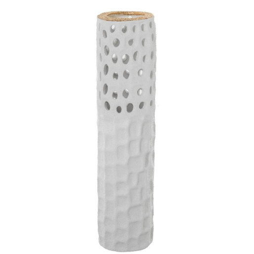 Jarrón  blanco arena y dorado