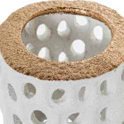 Jarrón  blanco arena y dorado